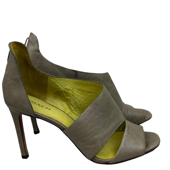 Coach | Manhattan Genuine Leather Grey Stiletto Sandal Size 9 - Picture 1 of 8
